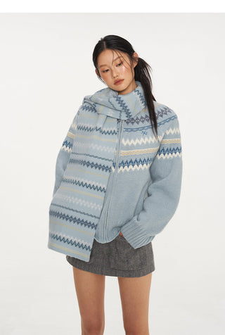 [NAWS] Fair Nordic Retro Jacquard Cardigan