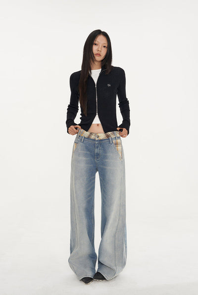 [NAWS] Classic Logo Knitted Cardigan Slim Fit Zipper Sweater