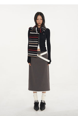 [NAWS] Classic Logo Knitted Cardigan Slim Fit Zipper Sweater