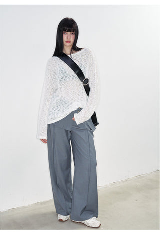 [NS76] SS White Hollow Blouse