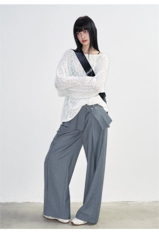 [NS76] SS White Hollow Blouse