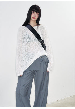 [NS76] SS White Hollow Blouse
