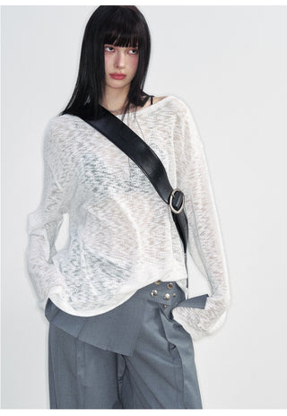 [NS76] SS White Hollow Blouse