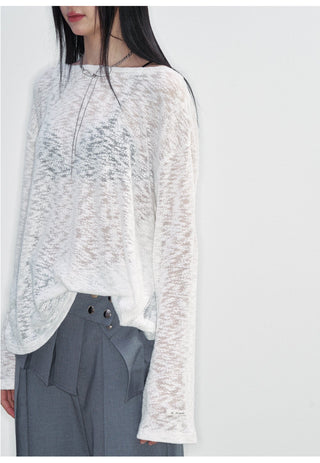 [NS76] SS White Hollow Blouse