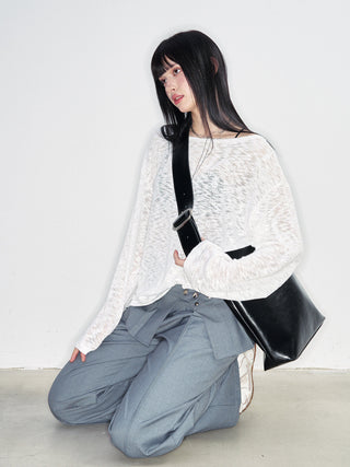 [NS76] SS White Hollow Blouse