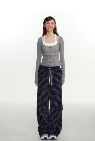 [NS76] plaid straight pants