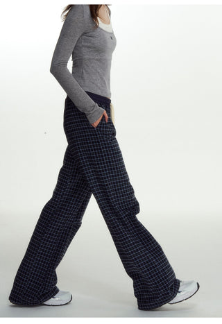 [NS76] plaid straight pants
