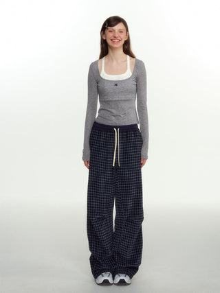[NS76] plaid straight pants