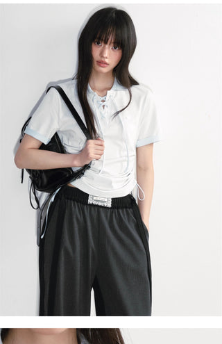 [NS76] lace polo tee