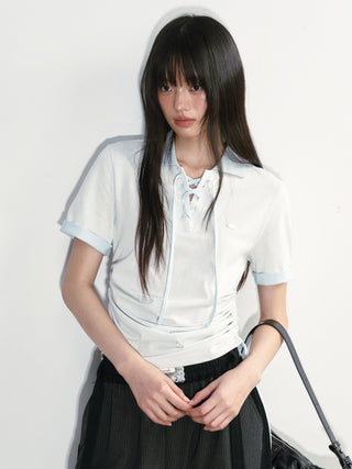 [NS76] lace polo tee