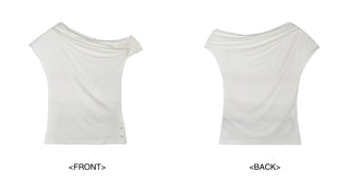 [NS76] one-shoulder pleated top