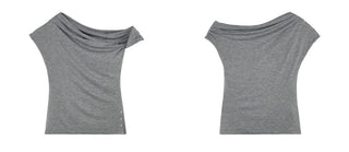 [NS76] one-shoulder pleated top