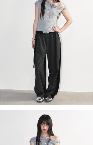 [NS76] one-shoulder pleated top