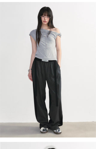 [NS76] one-shoulder pleated top