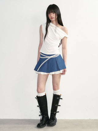 [NS76] one-shoulder pleated top