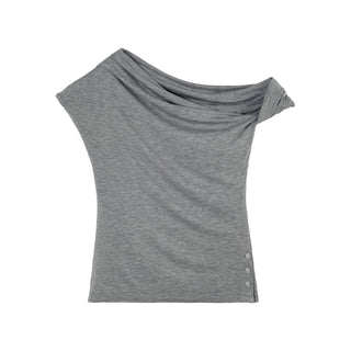 [NS76] one-shoulder pleated top