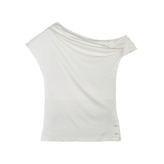 [NS76] one-shoulder pleated top