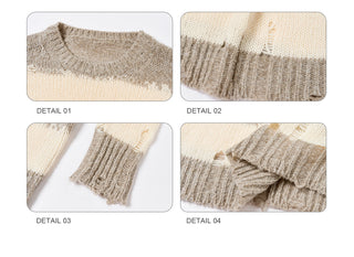 [NS76] striped ripped sweater