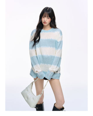 [NS76] striped ripped sweater