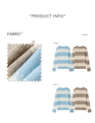 [NS76] striped ripped sweater