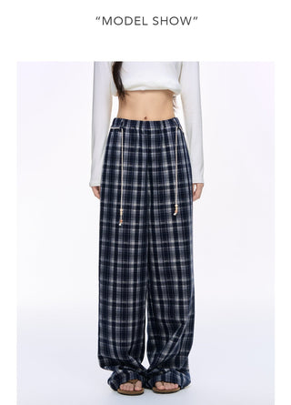 [NS76] plaid wide pants