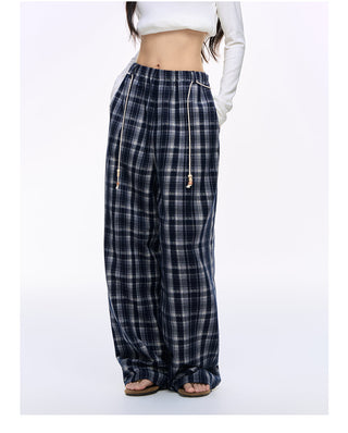 [NS76] plaid wide pants
