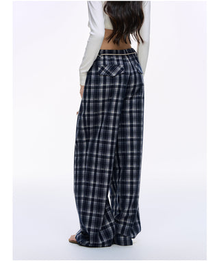 [NS76] plaid wide pants