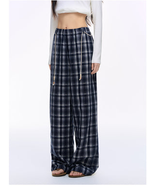 [NS76] plaid wide pants
