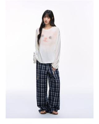 [NS76] plaid wide pants