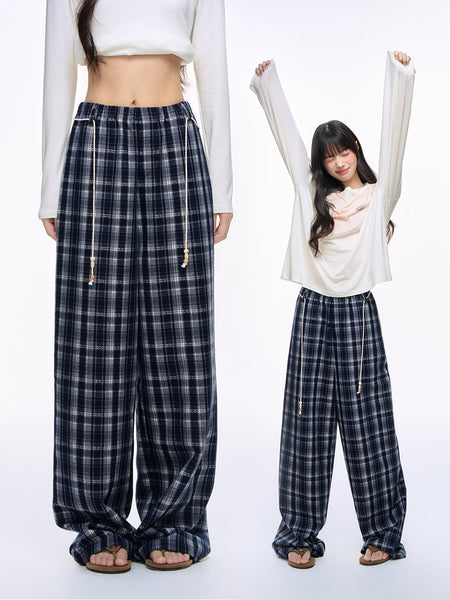 [NS76] plaid wide pants