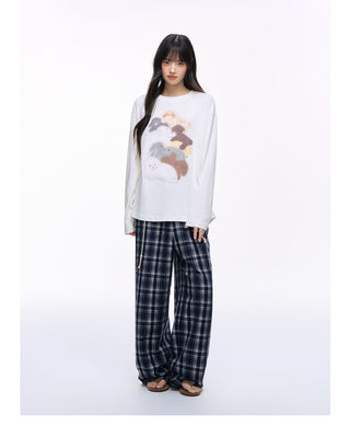 [NS76] plaid wide pants