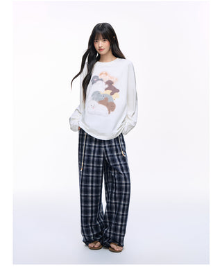 [NS76] plaid wide pants