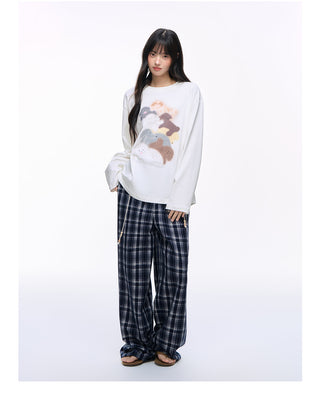 [NS76] plaid wide pants