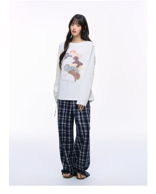 [NS76] plaid wide pants
