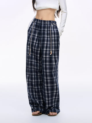 [NS76] plaid wide pants