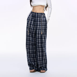 [NS76] plaid wide pants