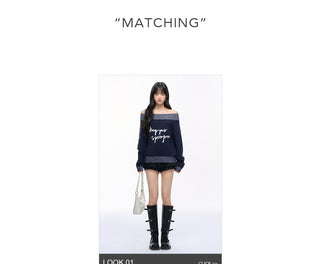 [NS76] letter shoulder sweater