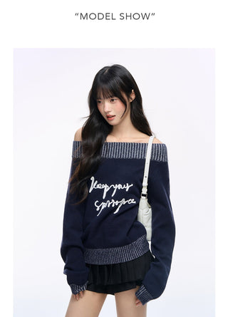 [NS76] letter shoulder sweater