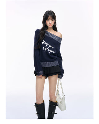 [NS76] letter shoulder sweater