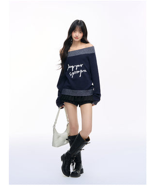 [NS76] letter shoulder sweater