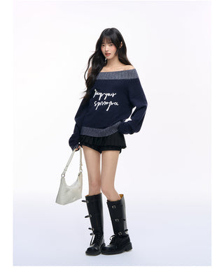 [NS76] letter shoulder sweater