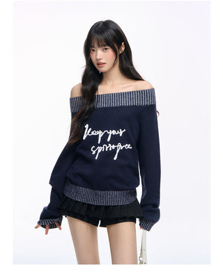 [NS76] letter shoulder sweater