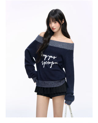 [NS76] letter shoulder sweater