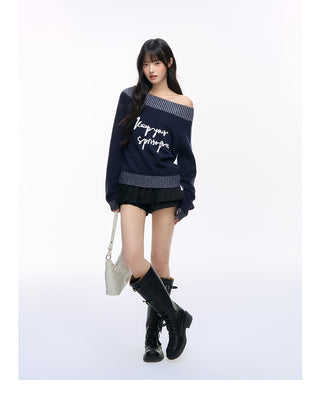 [NS76] letter shoulder sweater