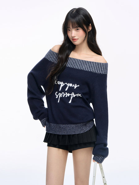 [NS76] letter shoulder sweater