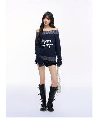 [NS76] letter shoulder sweater