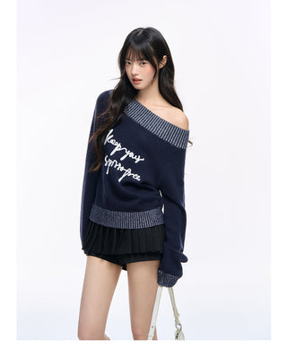 [NS76] letter shoulder sweater