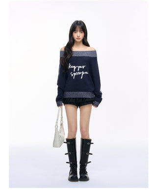 [NS76] letter shoulder sweater