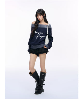 [NS76] letter shoulder sweater