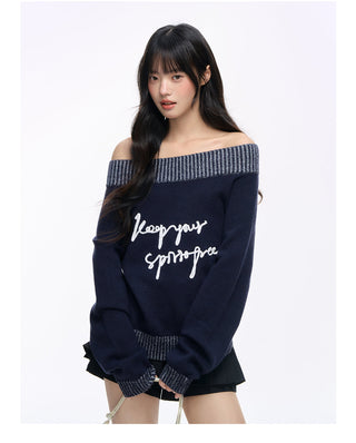 [NS76] letter shoulder sweater